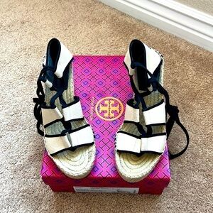 Tory Burch Color Block Espadrilles Wedge Sandals